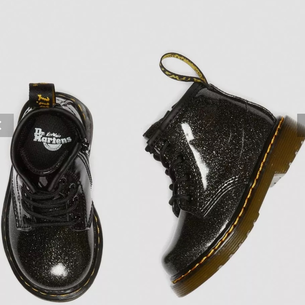 Dr. Martens Black Glitter Kids Boots